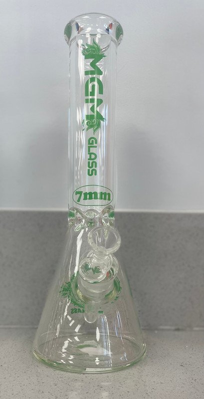 BONG 14" GREEN MGM GLASS 7MM